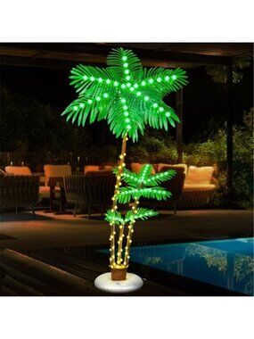 6FT LED Lighted Palm Tree Outdoor Indoor Waterproof Tropical Patio Decor Light